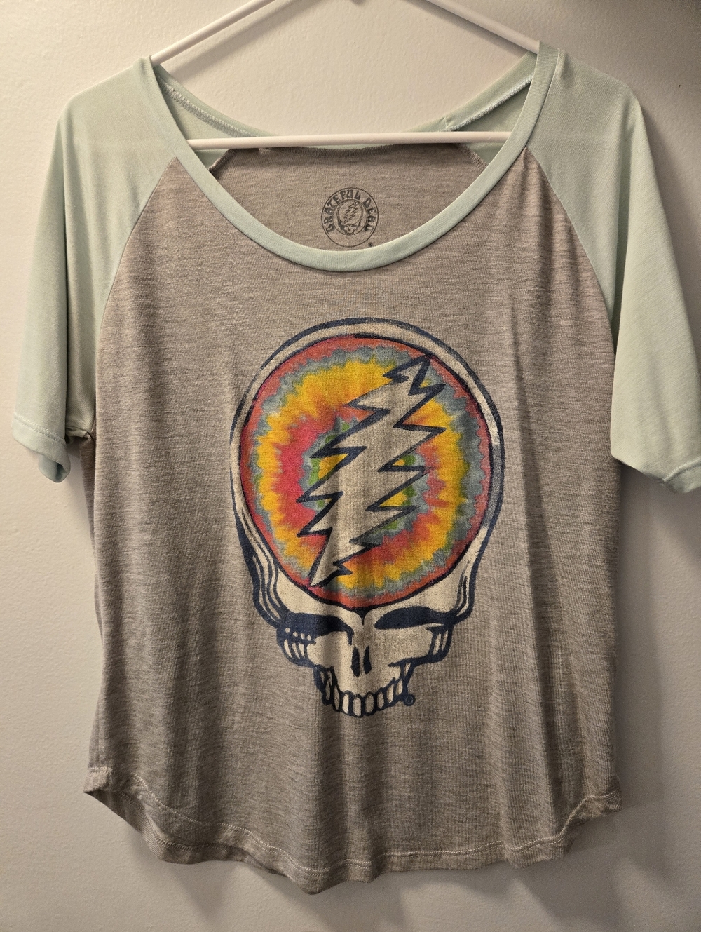 Grateful Dead Gray Raglan Tee with Mint Trim